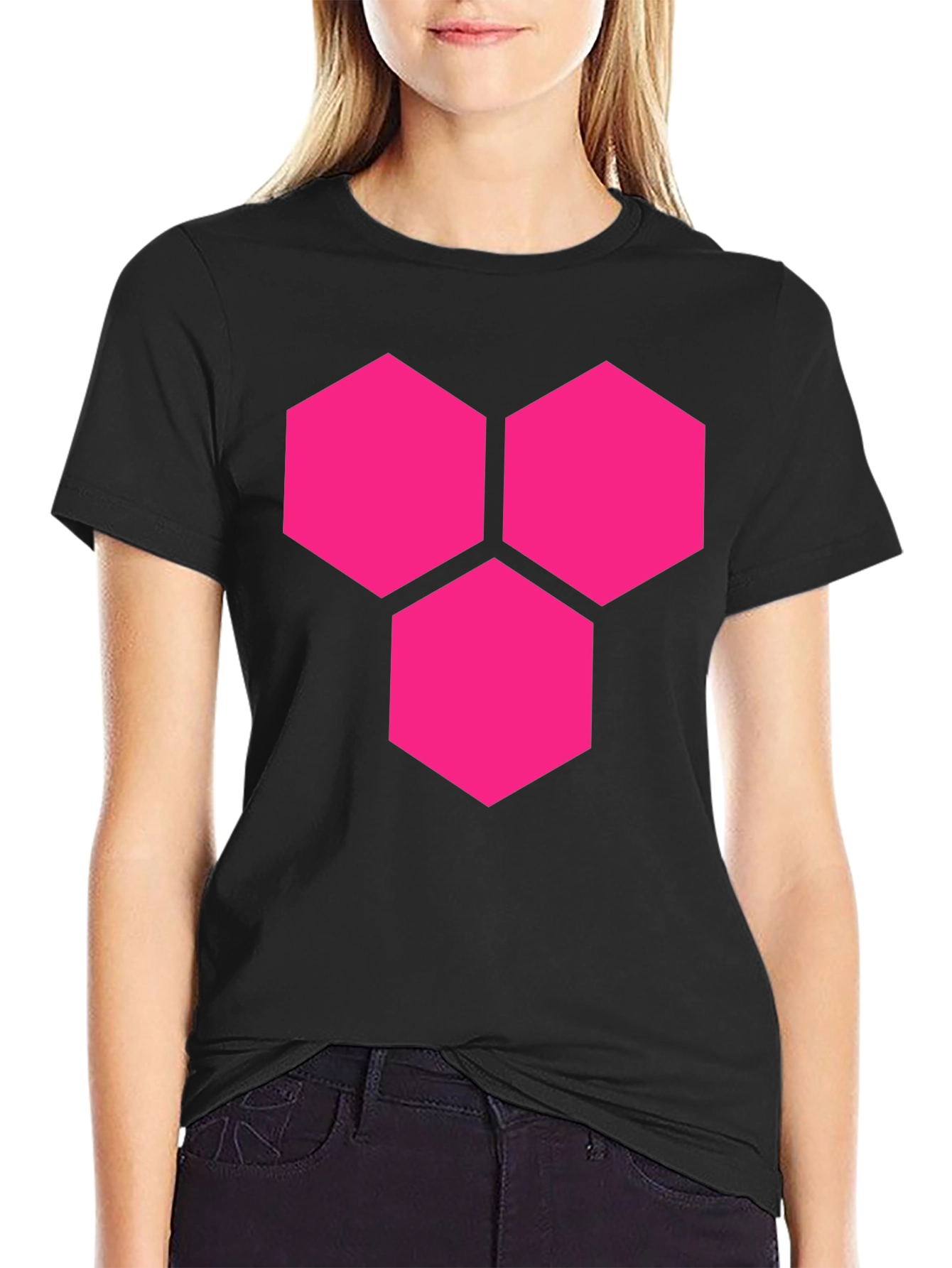 Hexagon Cluster Graphic Tee - Bold Style Black Shirt