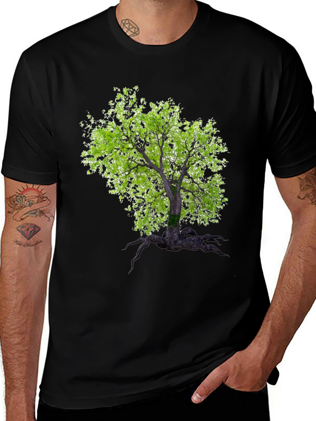 Arboreal Print Black T-Shirt