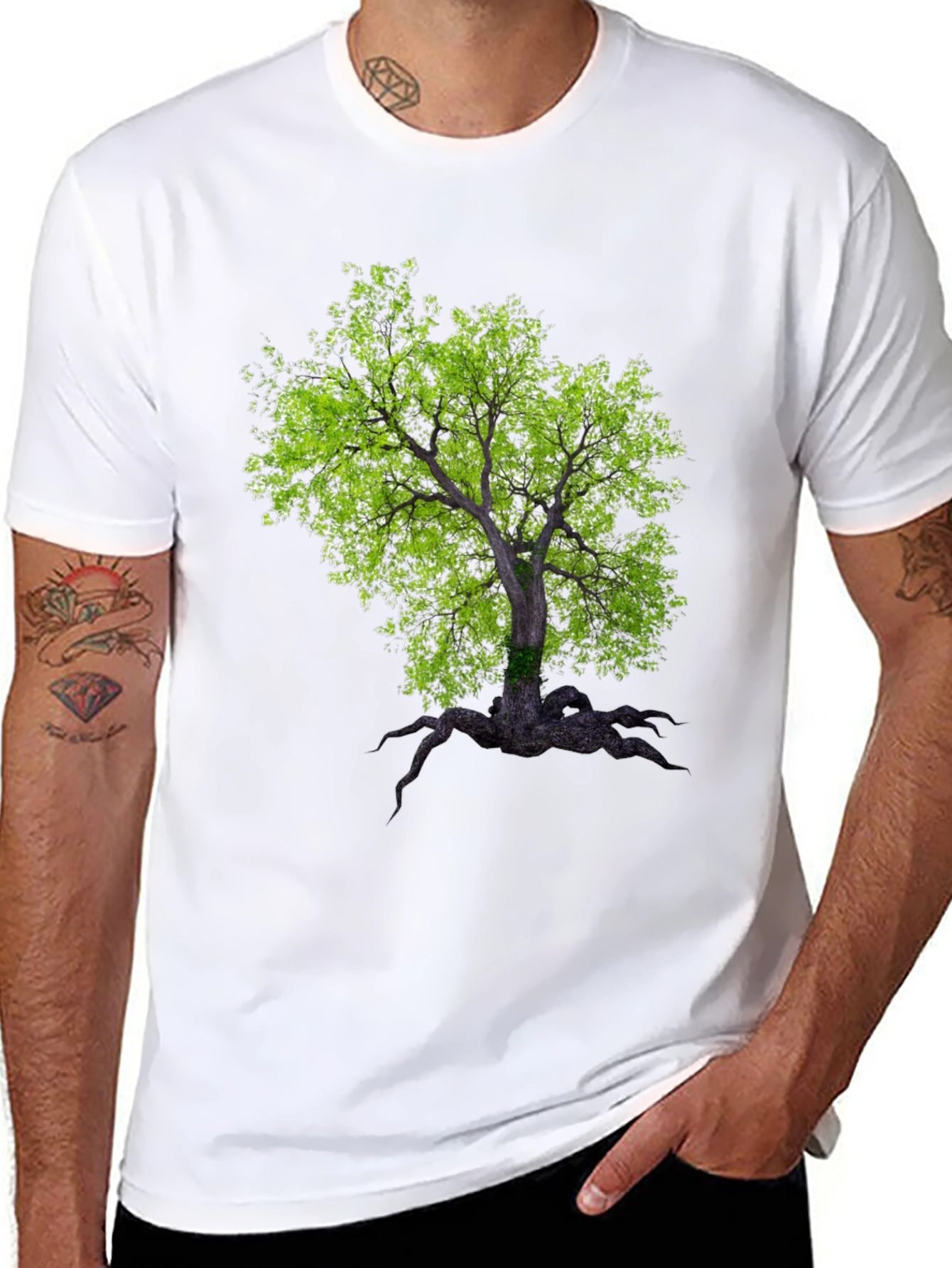 Arboreal Print Black T-Shirt
