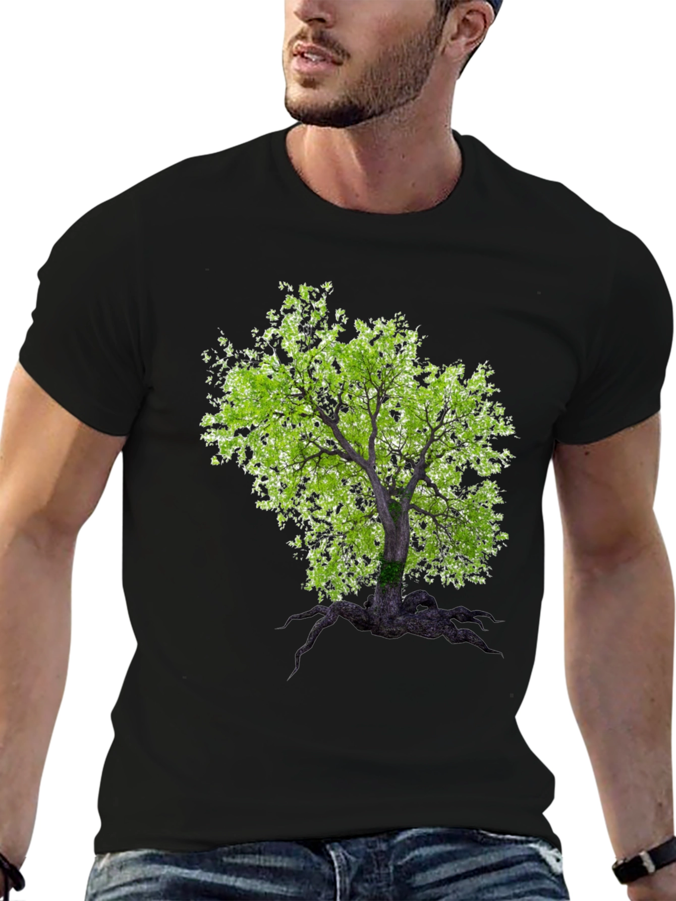 Arboreal Print Black T-Shirt