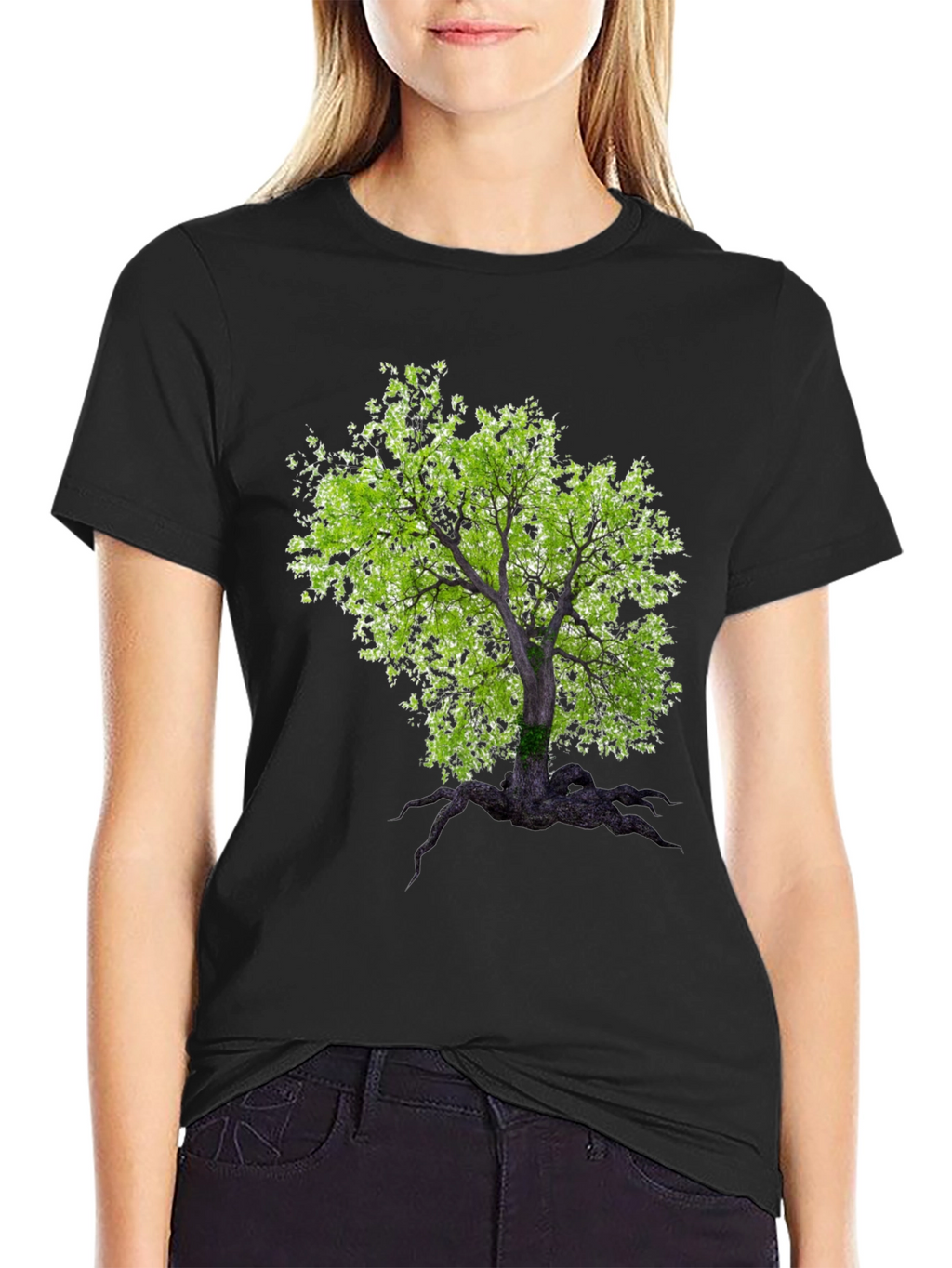 Arboreal Print Black T-Shirt