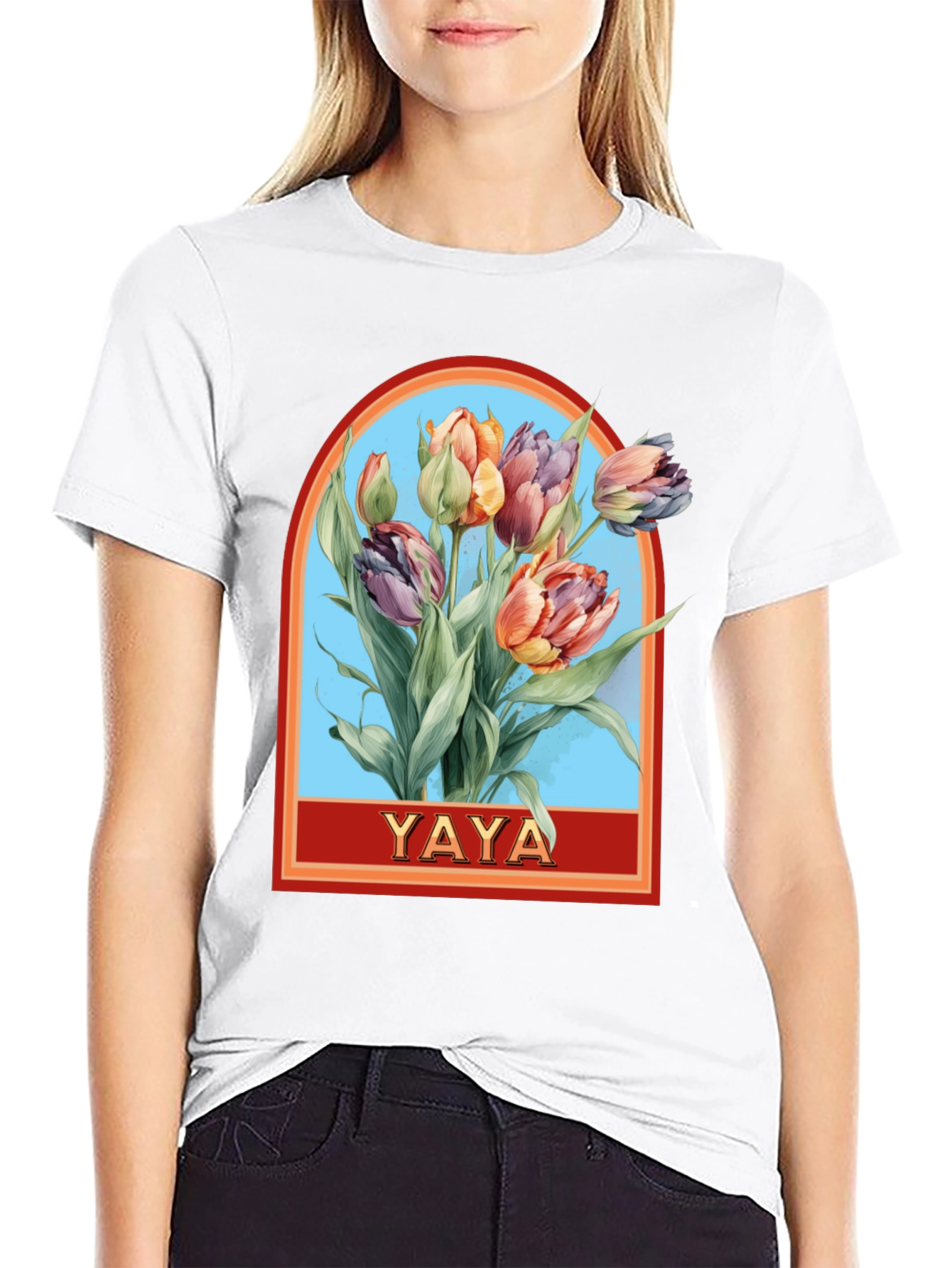 YAYA Floral Tulip Graphic T-Shirt
