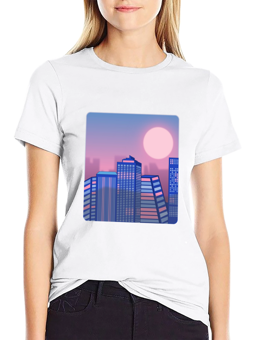 Retro Cityscape T-Shirt - Black