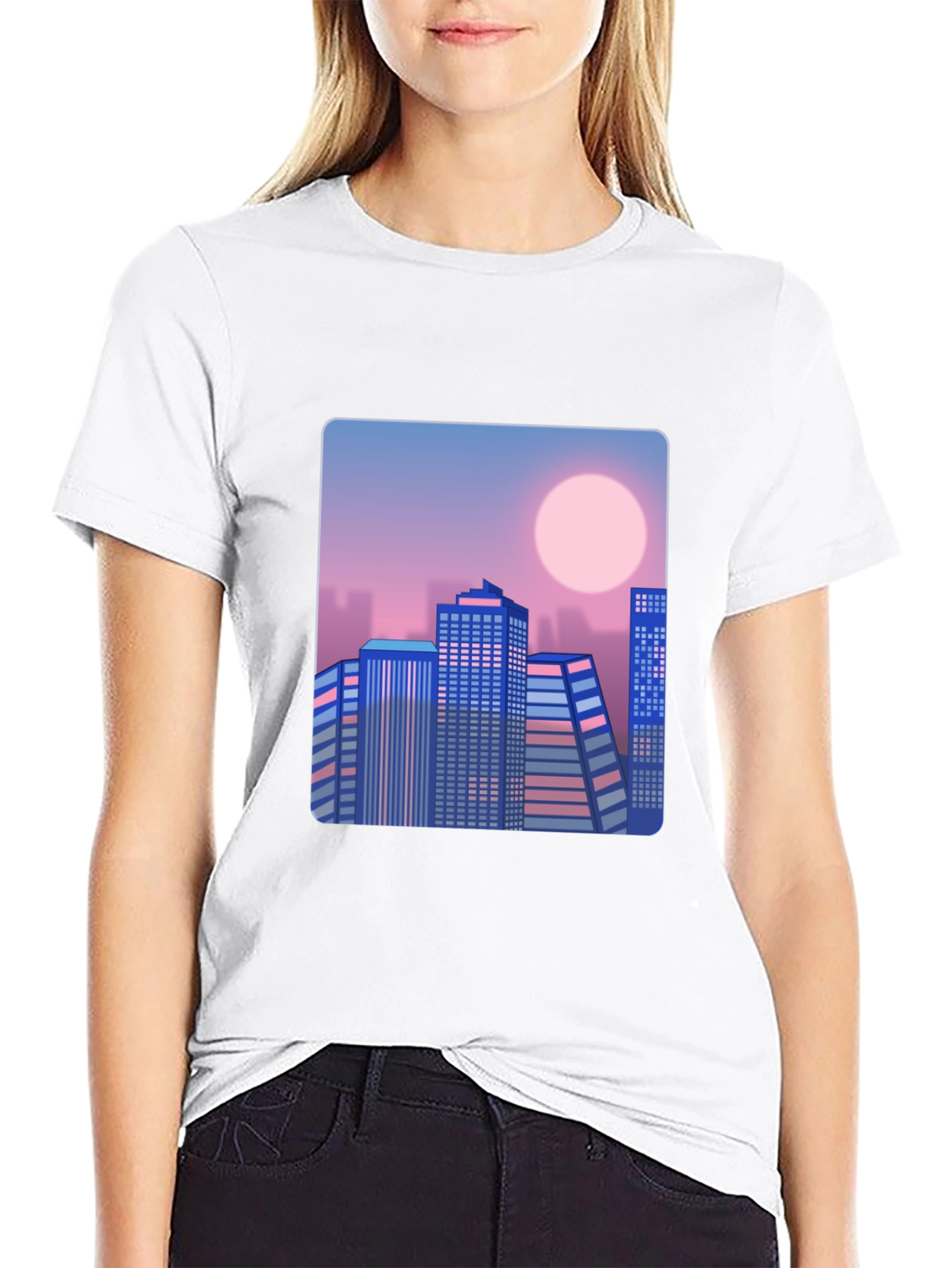 Retro Cityscape T-Shirt - Black