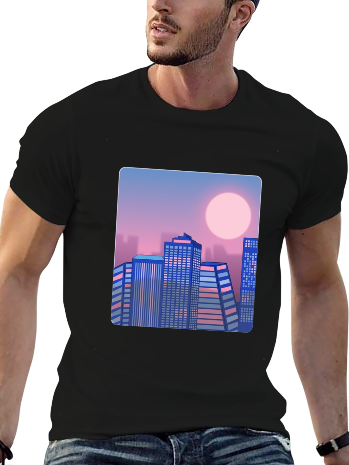 Retro Cityscape T-Shirt - Black