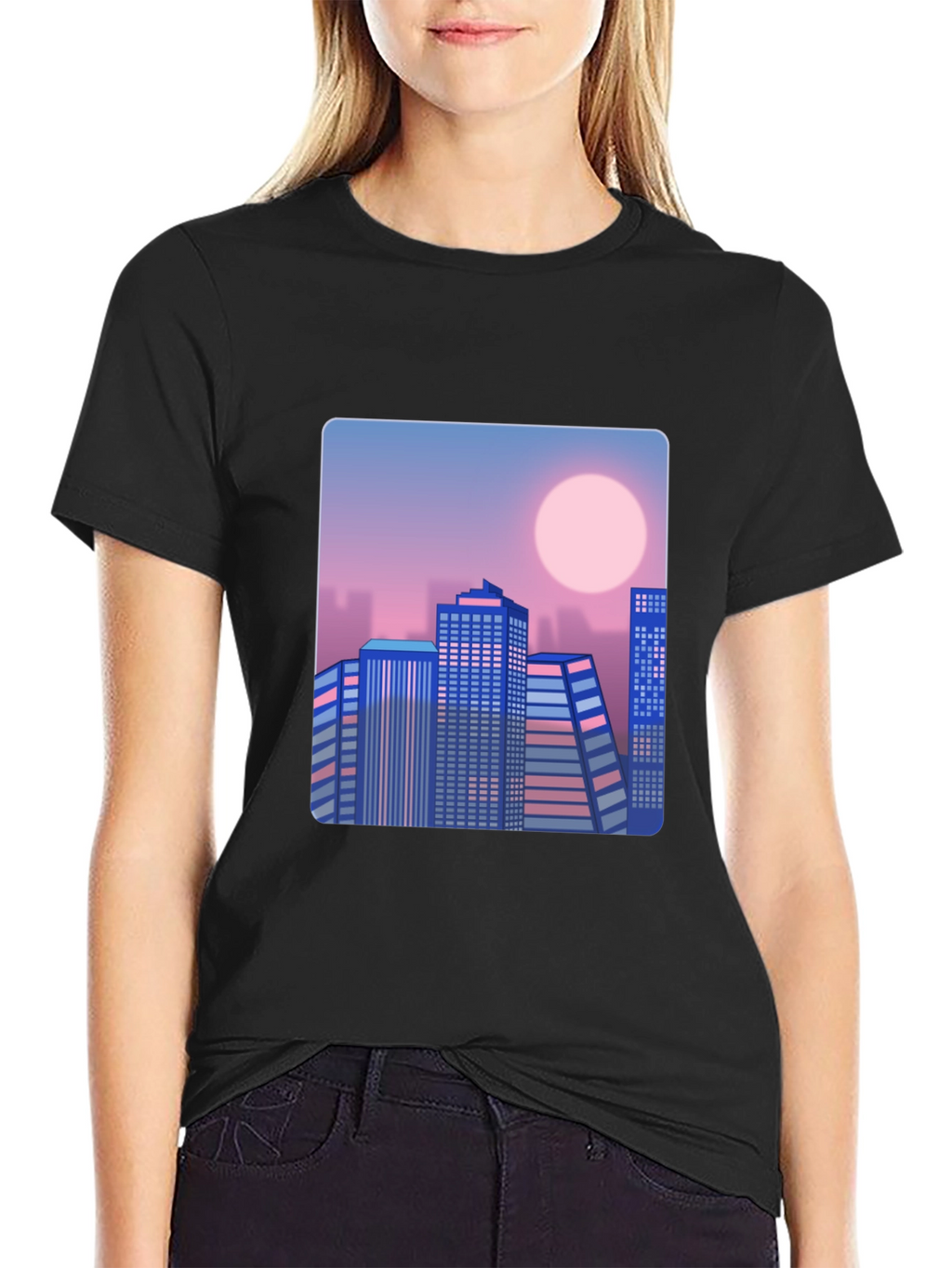 Retro Cityscape T-Shirt - Black