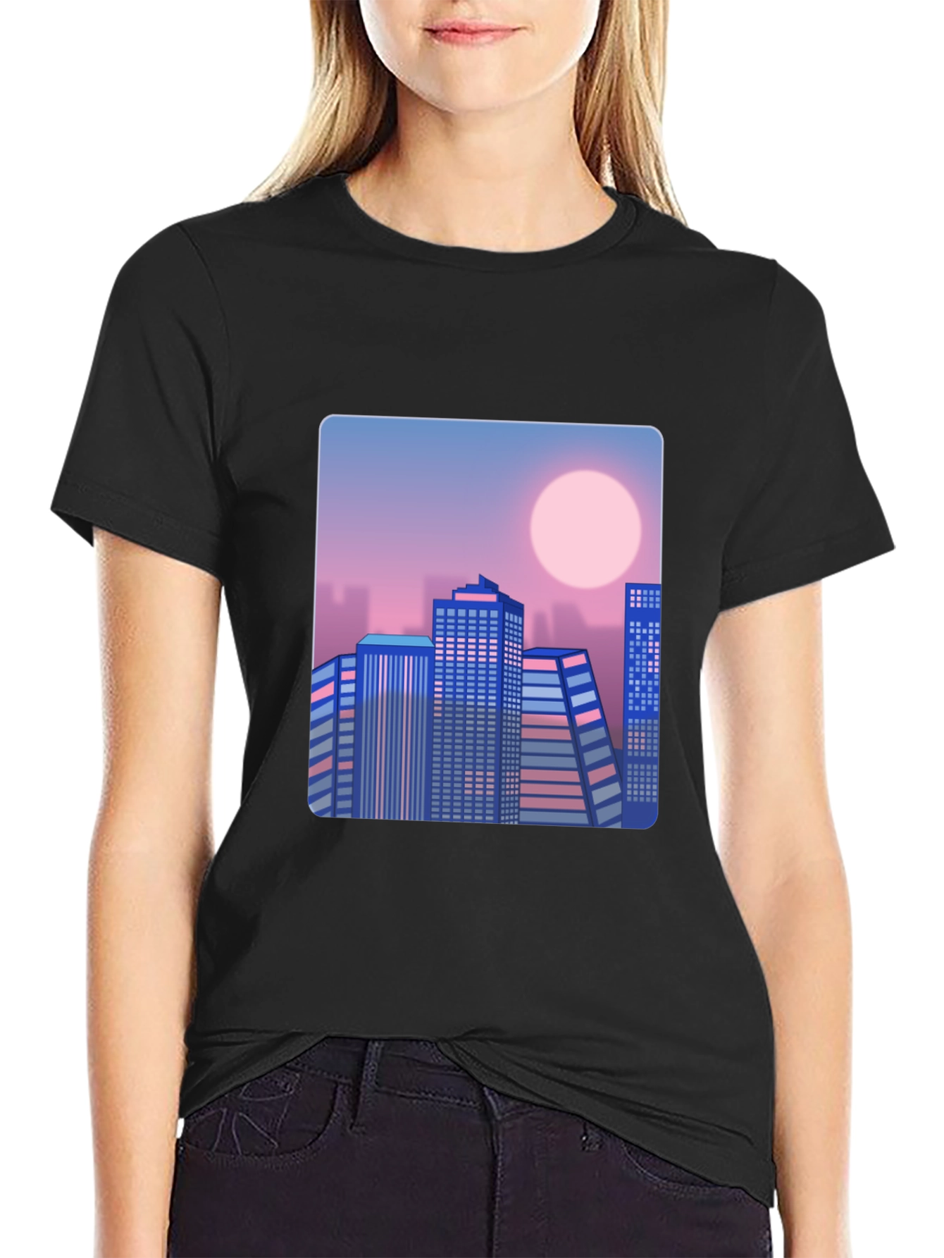 Retro Cityscape T-Shirt - Black