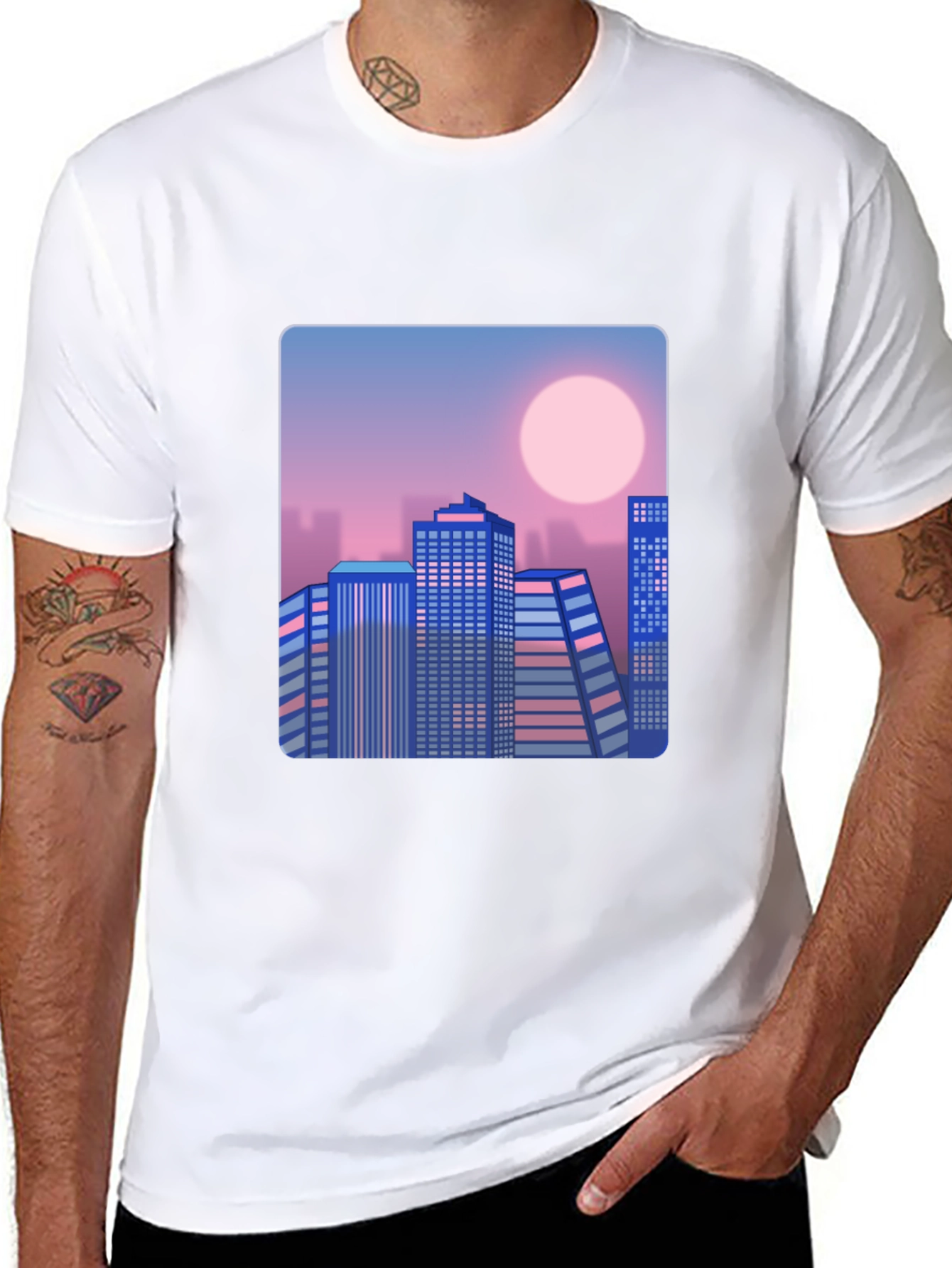 Retro Cityscape T-Shirt - Black