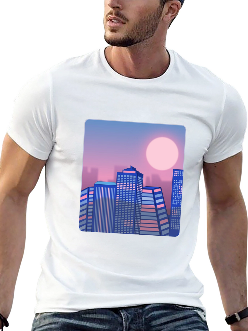 Retro Cityscape T-Shirt - Black