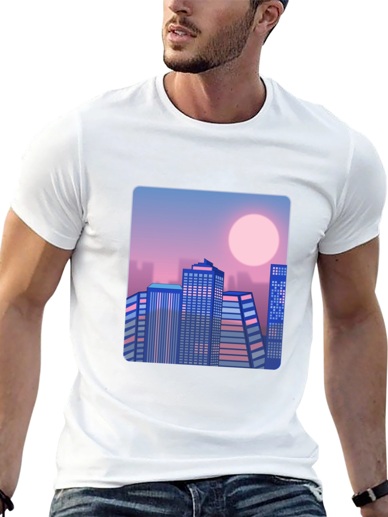Retro Cityscape T-Shirt - Black