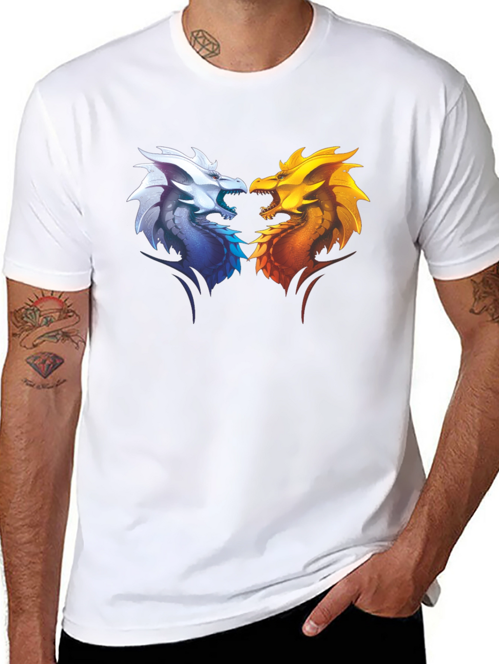 Fire and Ice Dragons Graphic T-Shirt
