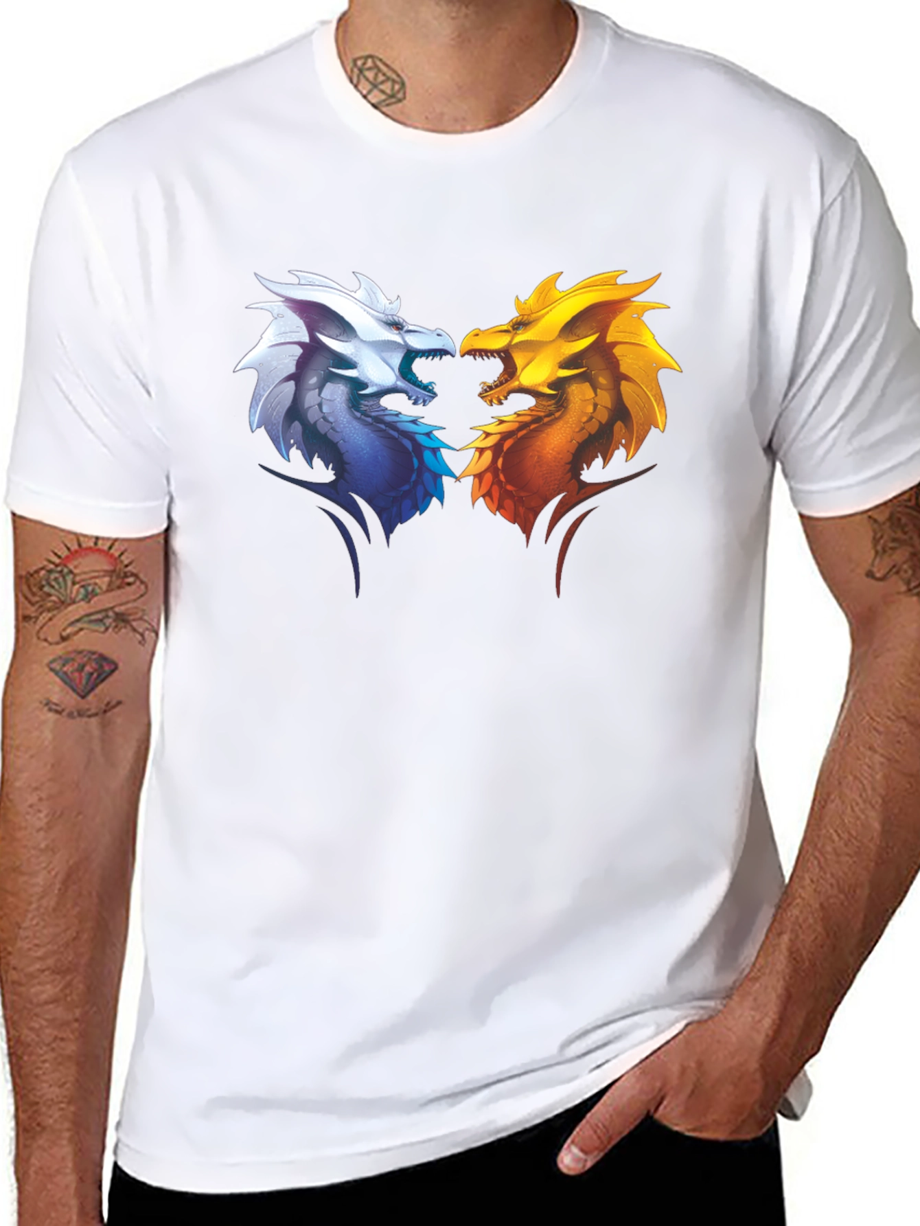 Fire and Ice Dragons Graphic T-Shirt