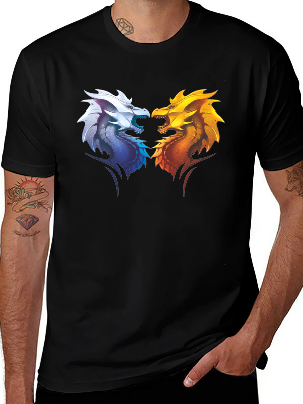 Fire and Ice Dragons Graphic T-Shirt