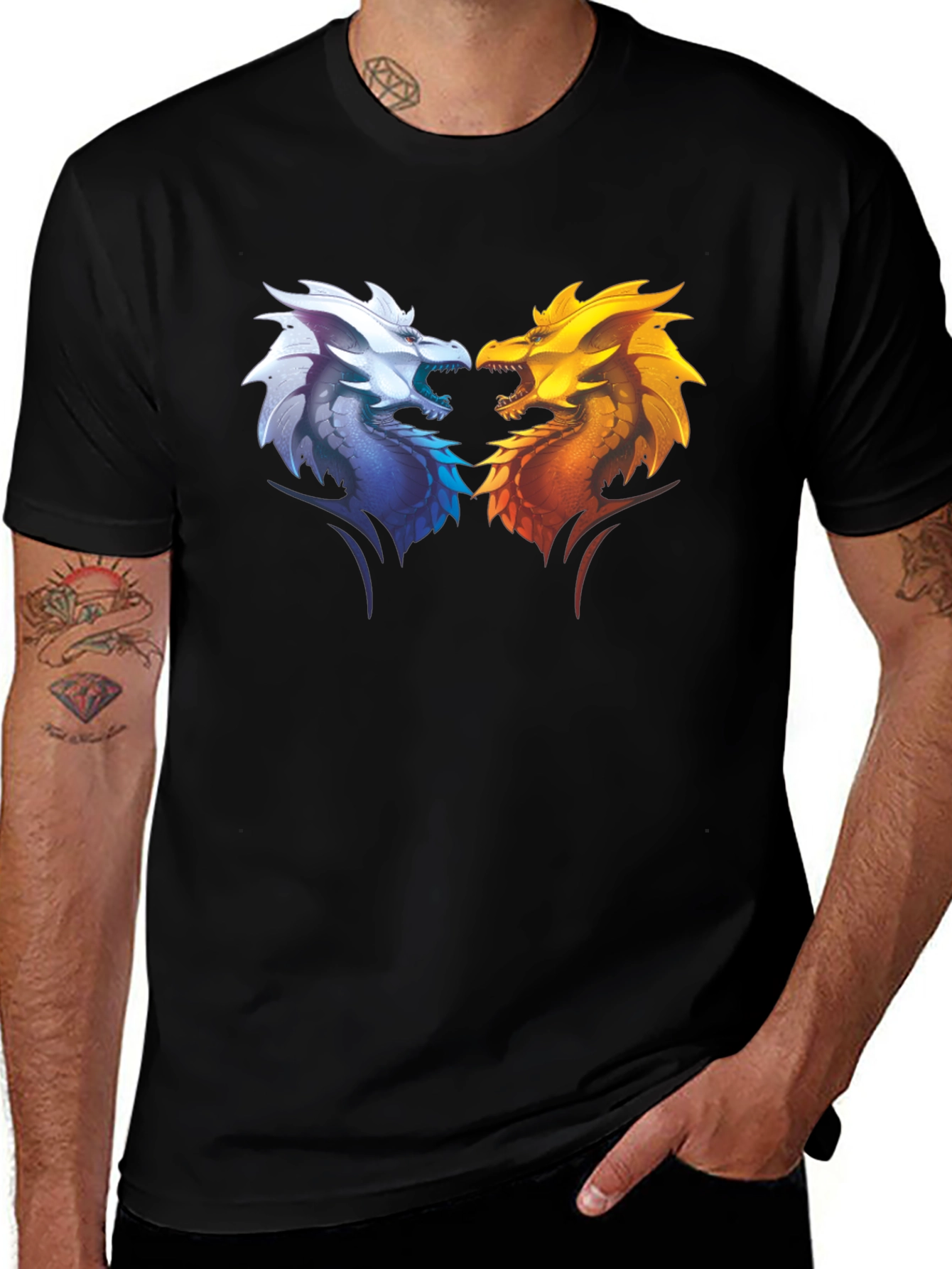 Fire and Ice Dragons Graphic T-Shirt