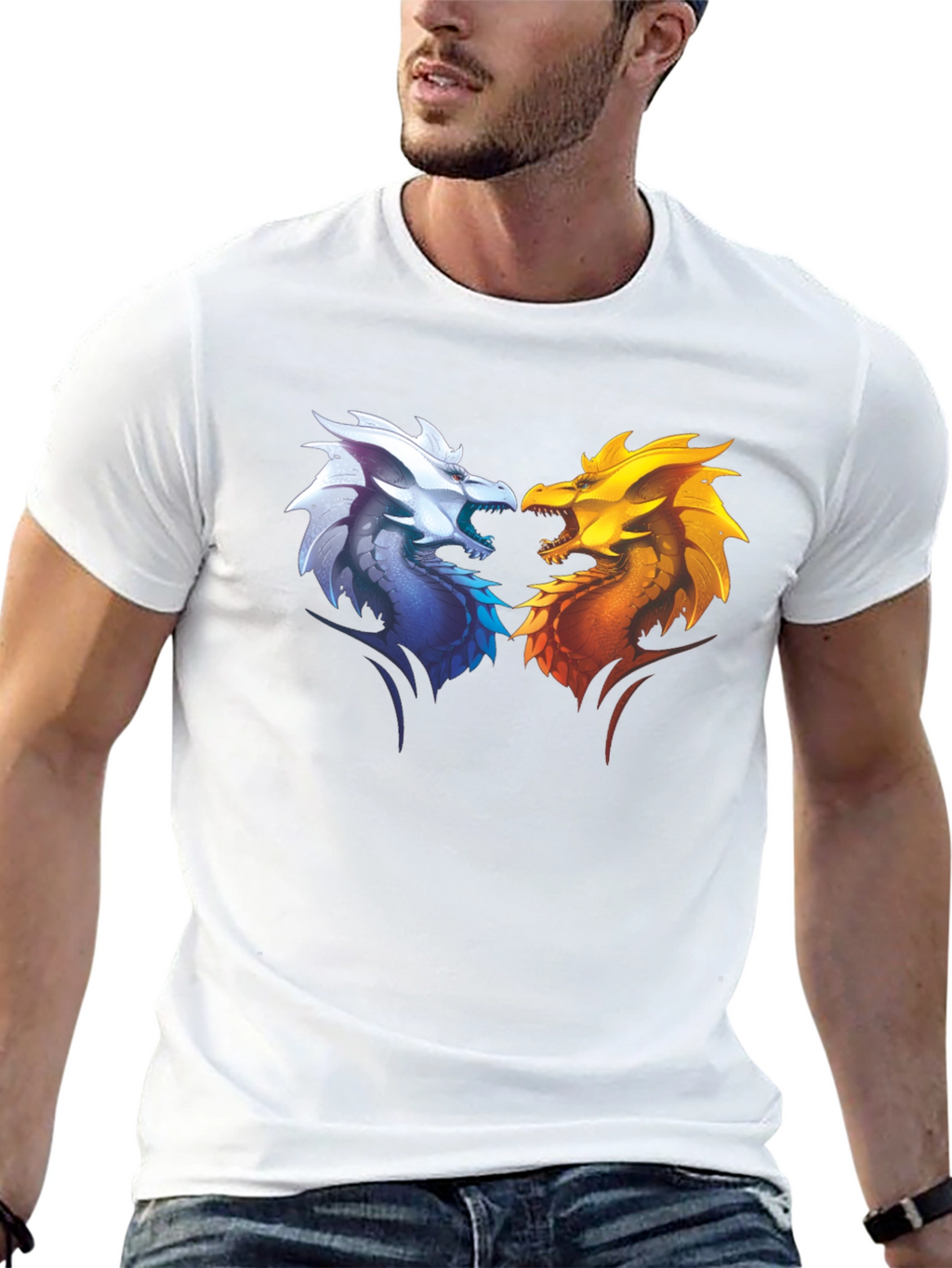 Fire and Ice Dragons Graphic T-Shirt
