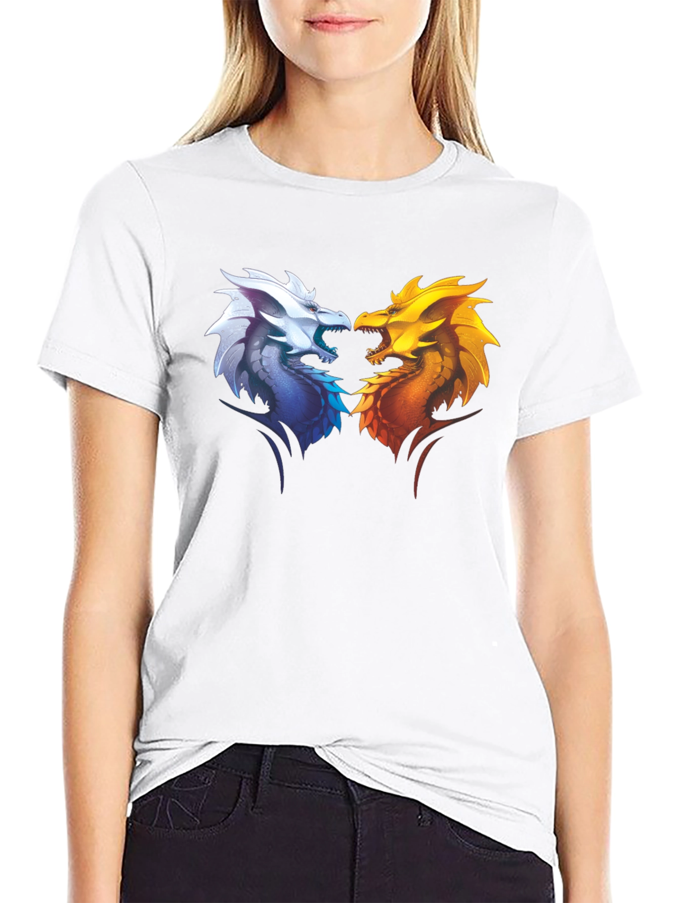 Fire and Ice Dragons Graphic T-Shirt