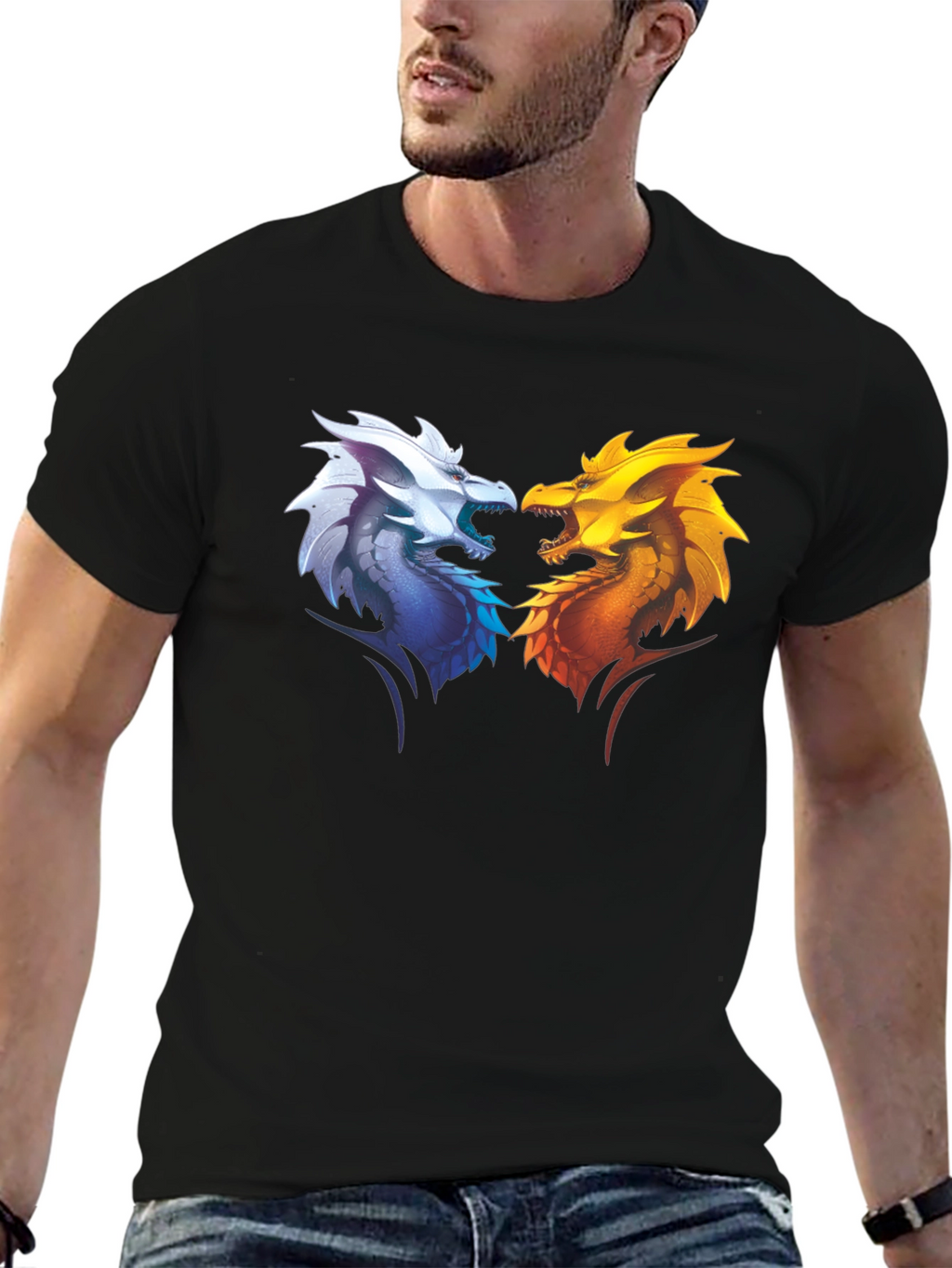 Fire and Ice Dragons Graphic T-Shirt