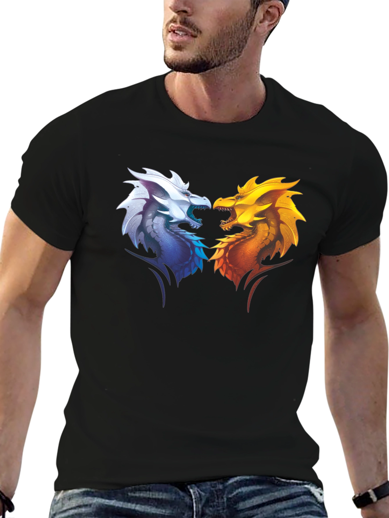 Fire and Ice Dragons Graphic T-Shirt