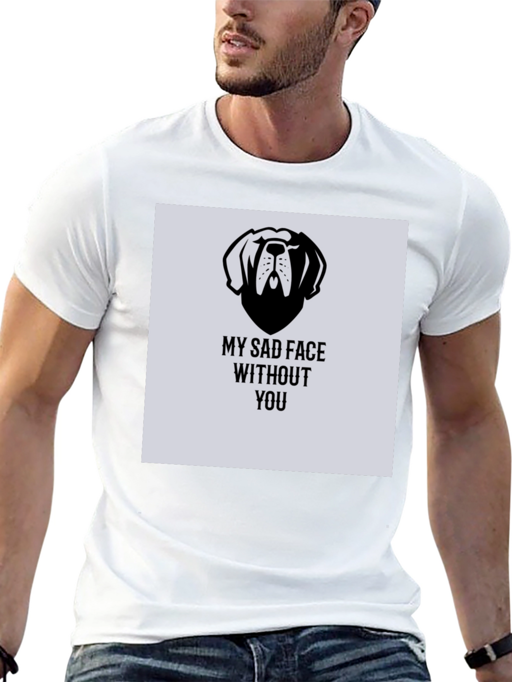 Sad Dog Graphic T-Shirt - Black
