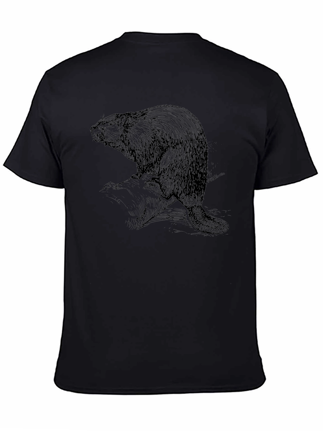 Vintage Beaver Graphic Tee - Black Unisex T-Shirt