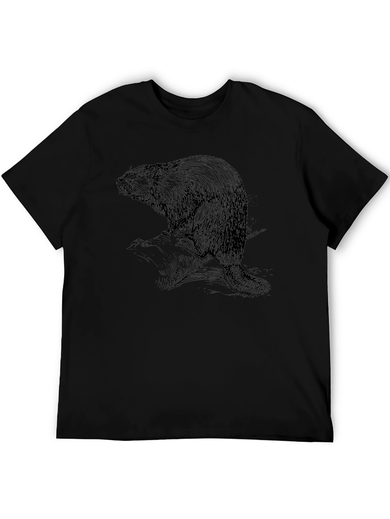 Vintage Beaver Graphic Tee - Black Unisex T-Shirt