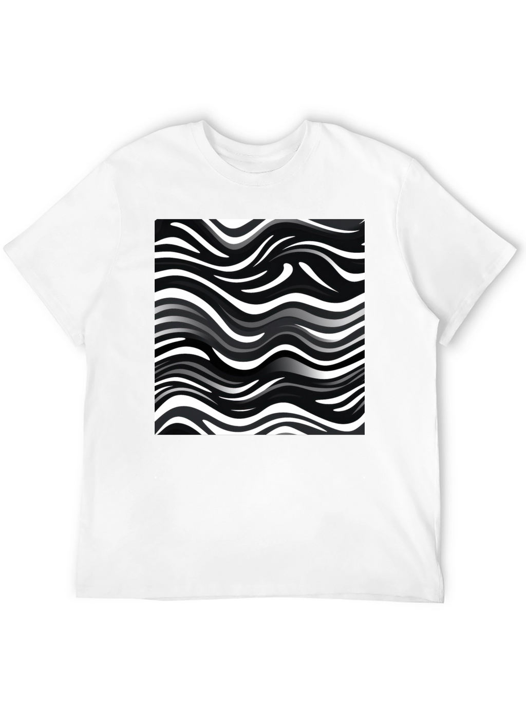 Wavy Stripe Print Black T-Shirt