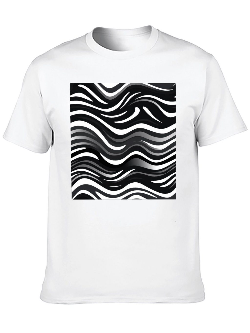 Wavy Stripe Print Black T-Shirt