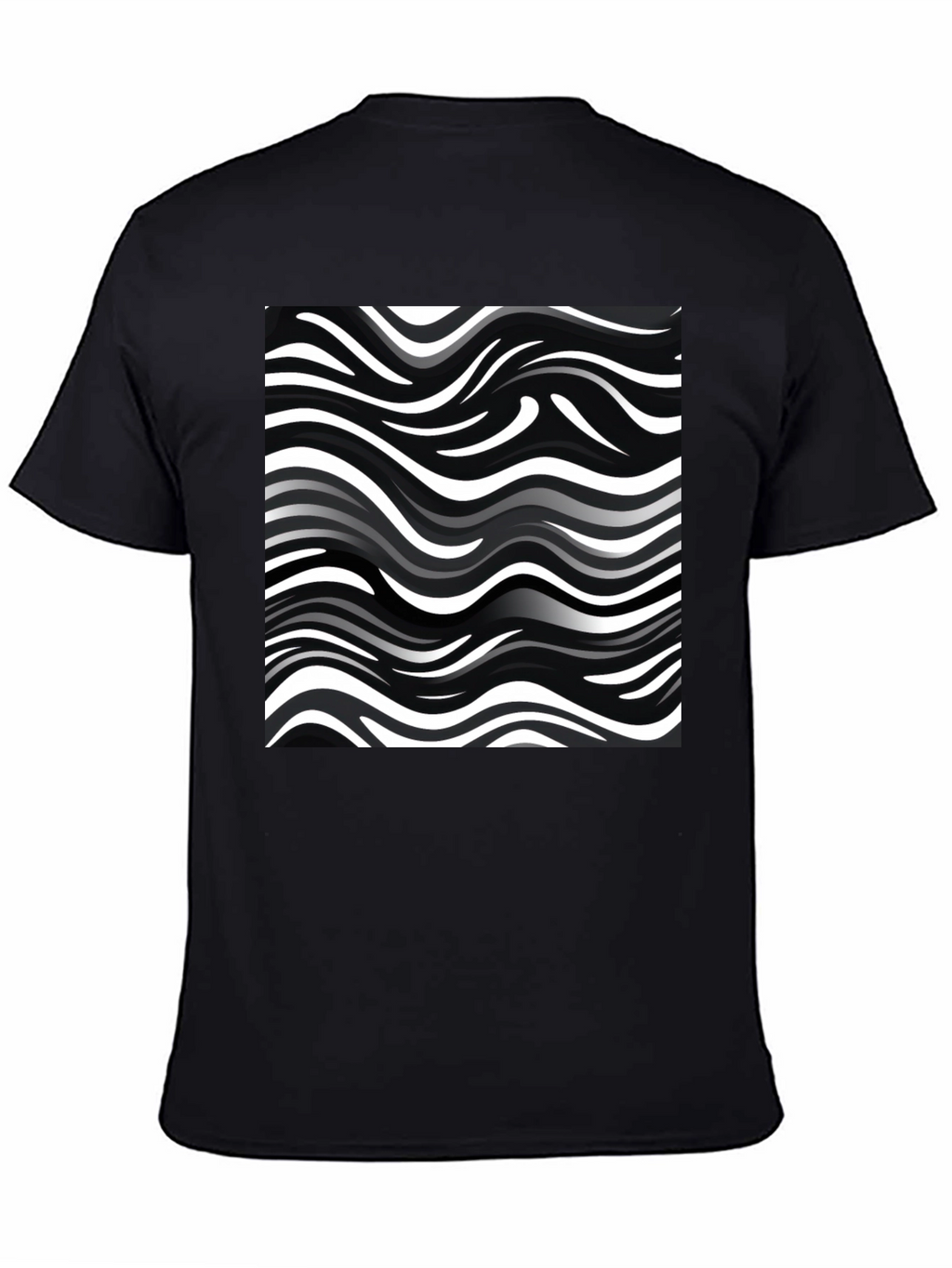 Wavy Stripe Print Black T-Shirt