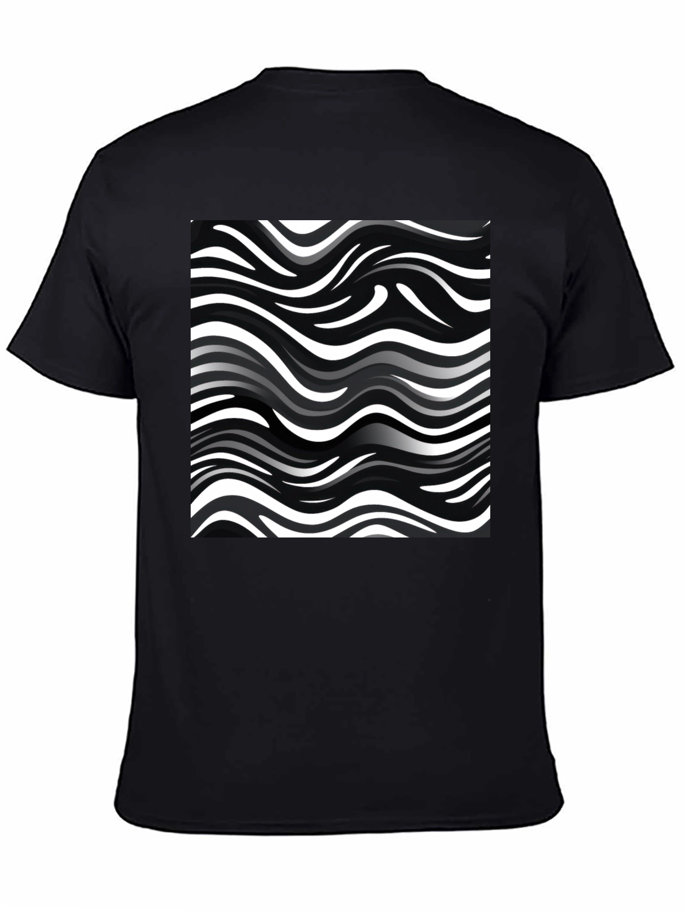 Wavy Stripe Print Black T-Shirt