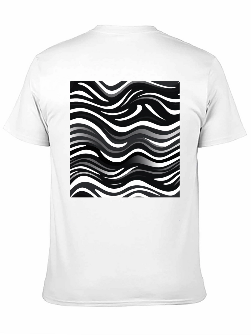 Wavy Stripe Print Black T-Shirt