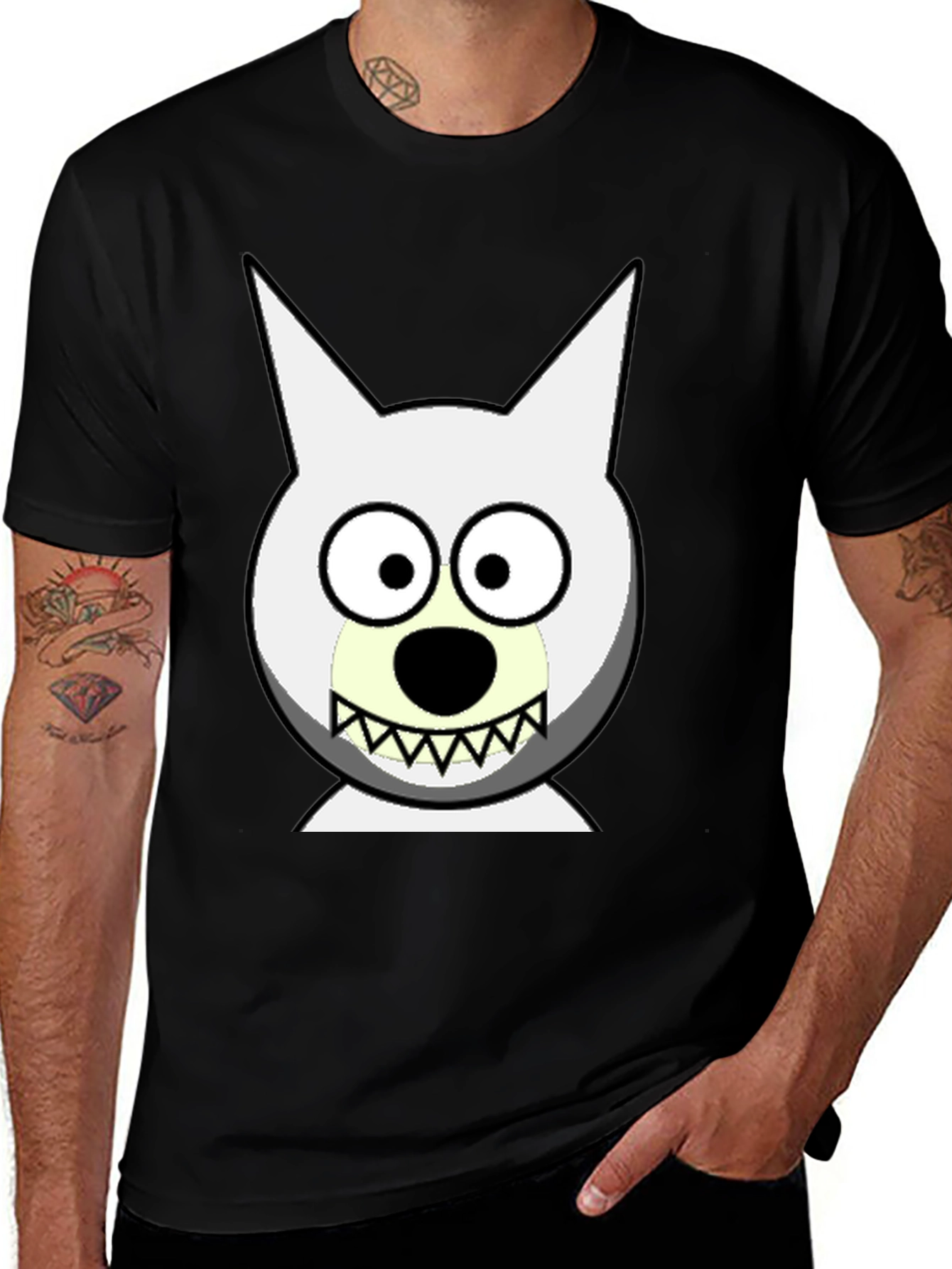 Cartoon Dog Face Graphic Tee
