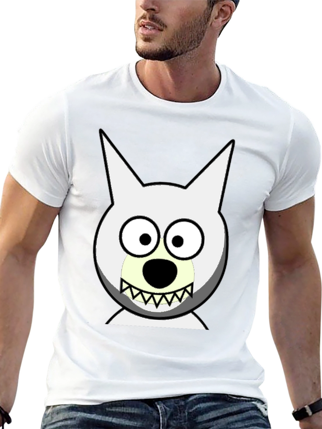 Cartoon Dog Face Graphic Tee