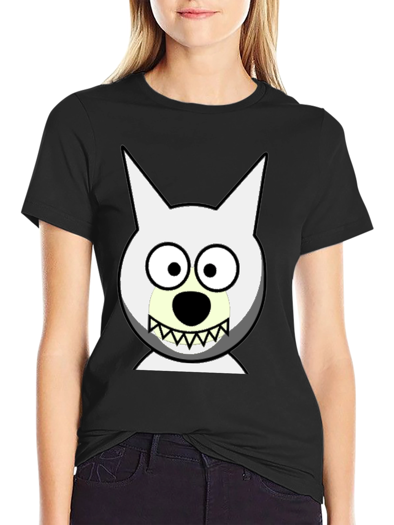Cartoon Dog Face Graphic Tee