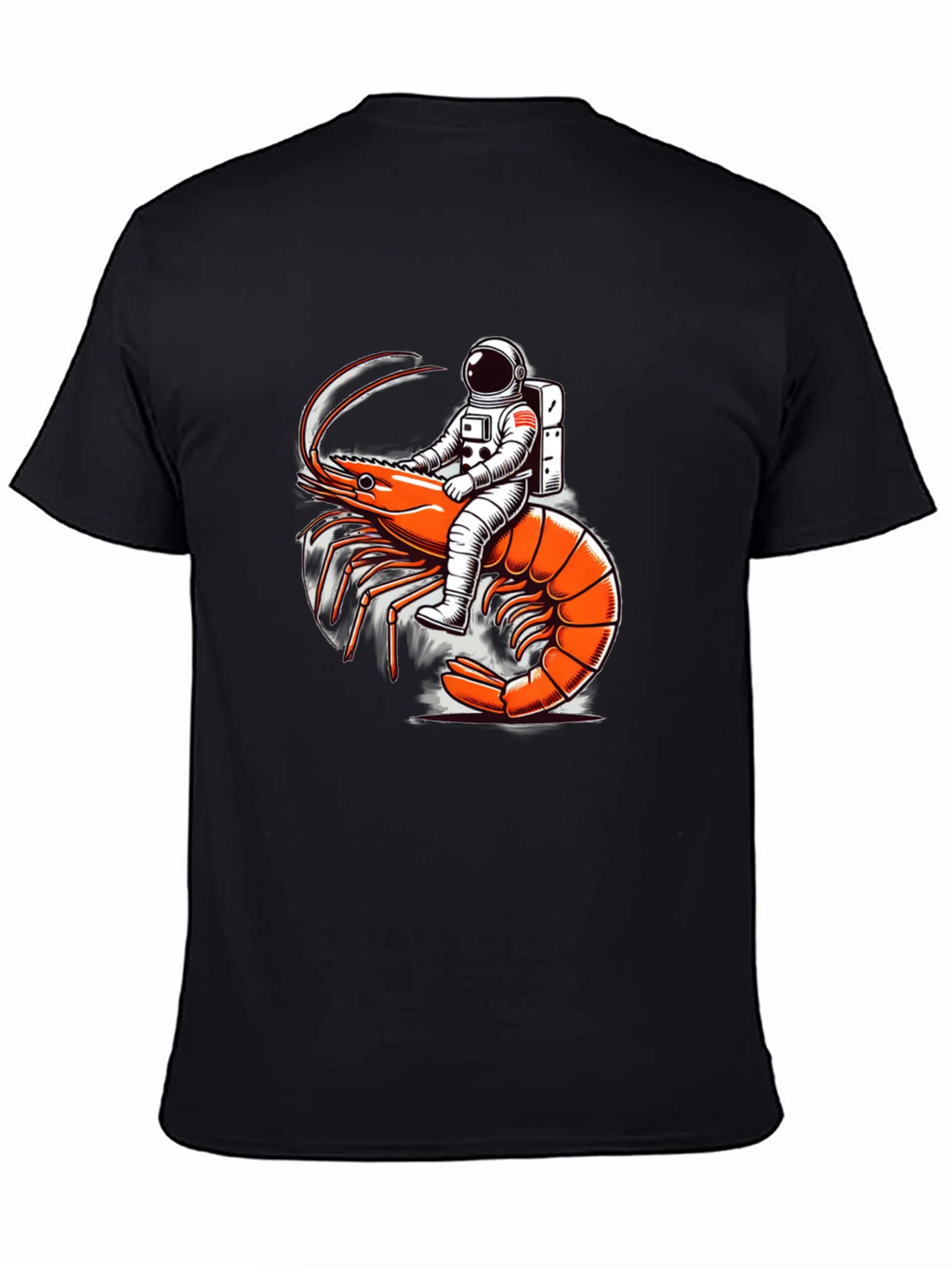 Astronaut Riding Shrimp Graphic Tee - Black