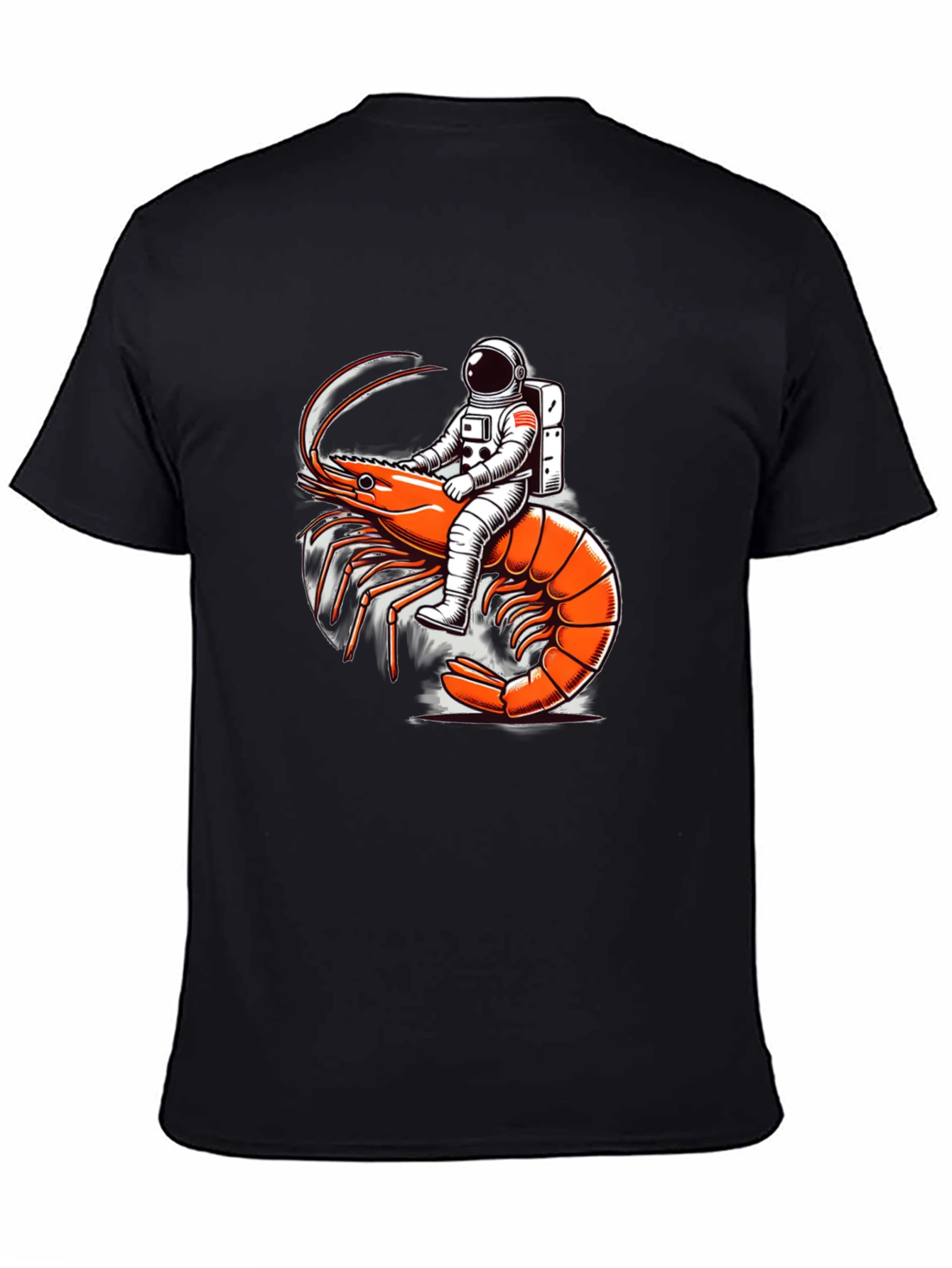 Astronaut Riding Shrimp Graphic Tee - Black