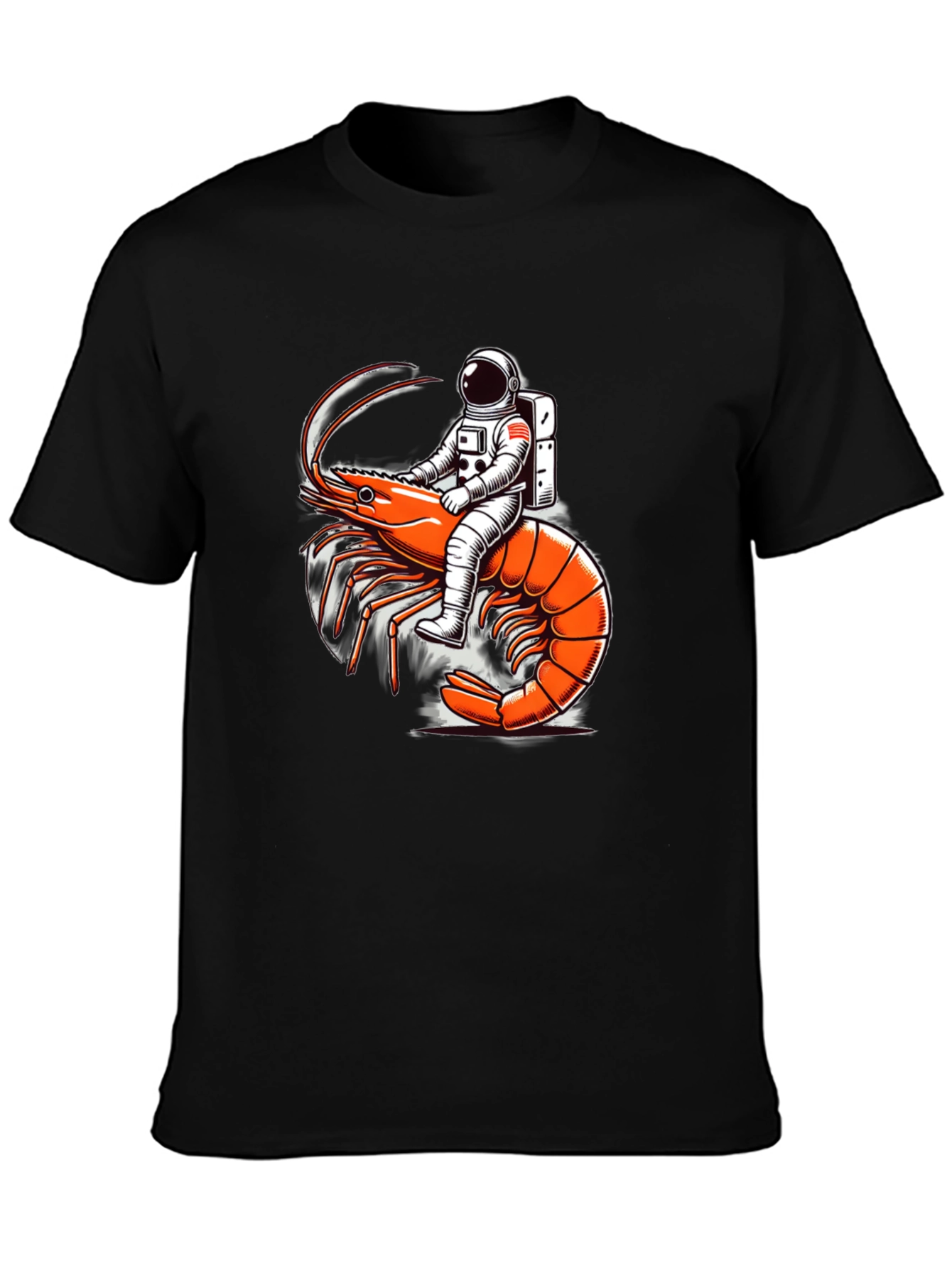 Astronaut Riding Shrimp Graphic Tee - Black