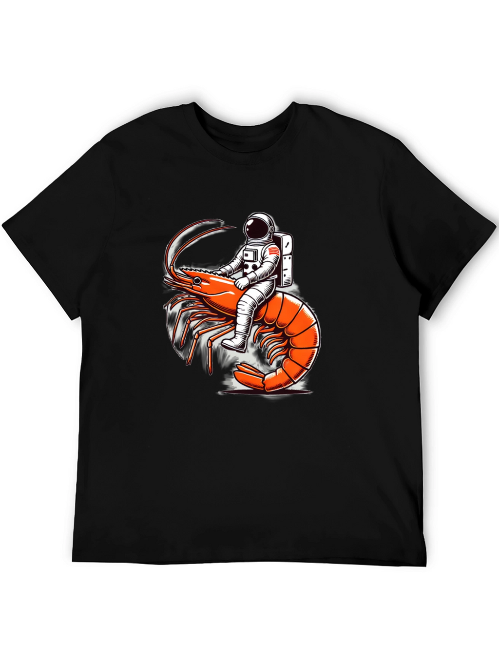 Astronaut Riding Shrimp Graphic Tee - Black