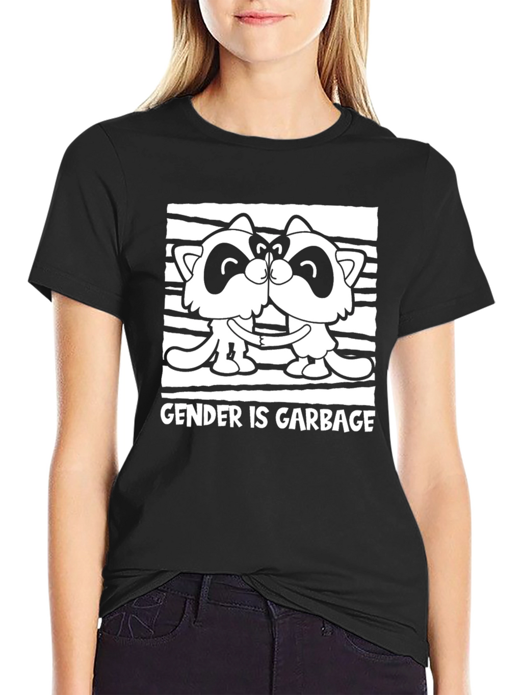 Gender is Garbage Raccoon Kissing Graphic Tee