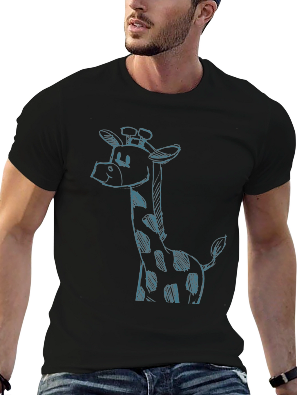 Giraffe Sketch Black T-Shirt - Unique Casual Style