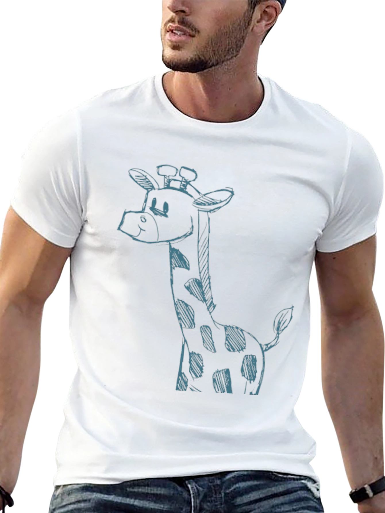 Giraffe Sketch Black T-Shirt - Unique Casual Style