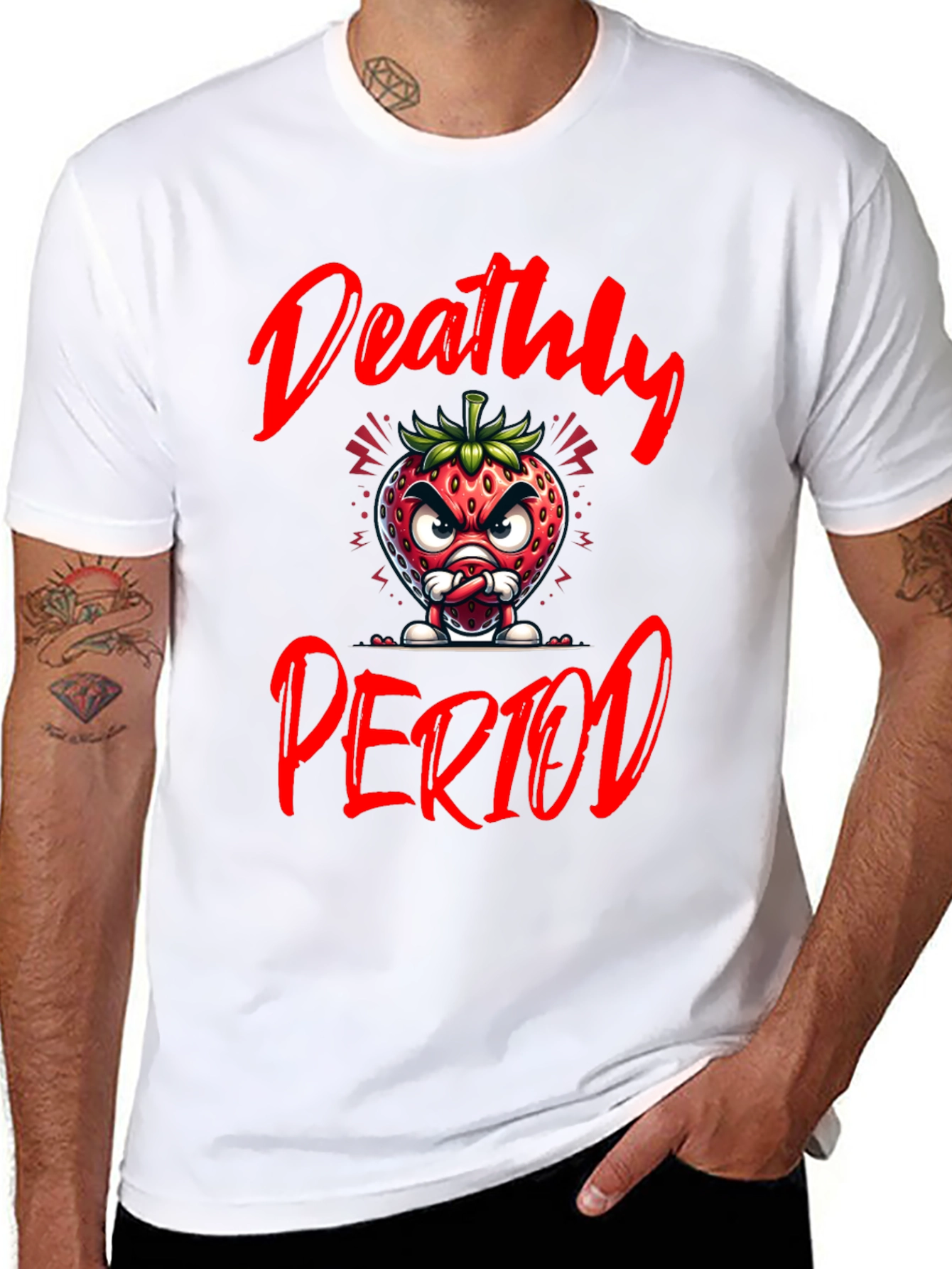 Deathly Period Graphic Tee - Edgy Strawberry Design