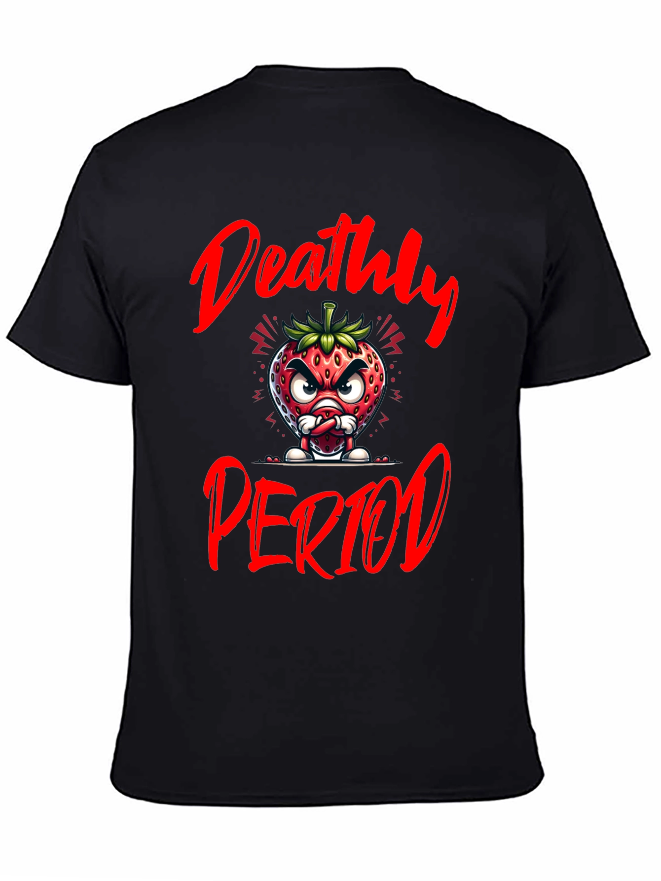 Deathly Period Graphic Tee - Edgy Strawberry Design