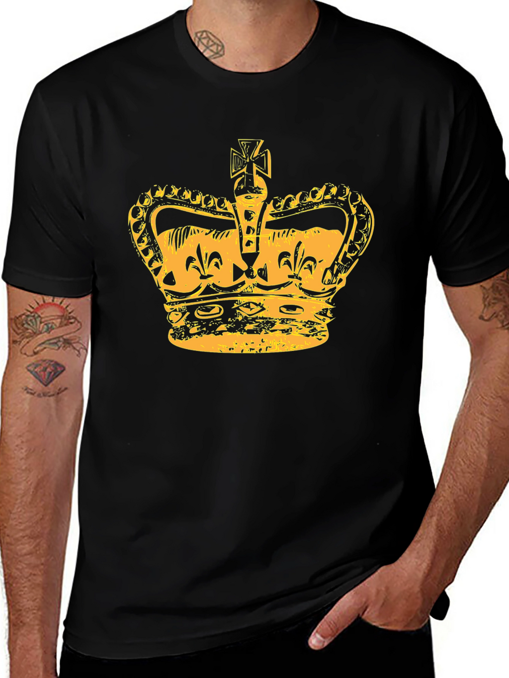 Crown Graphic Tee - Stylish Mens Black T-Shirt