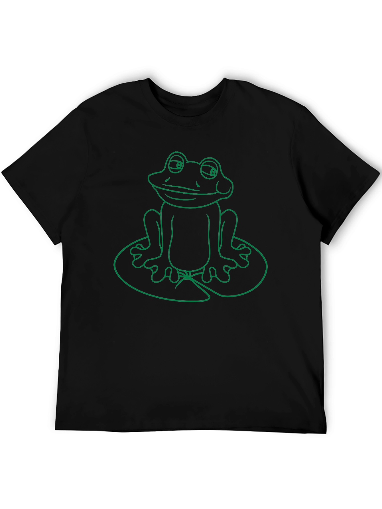 Frog on Lily Pad Graphic T-Shirt - Green Print