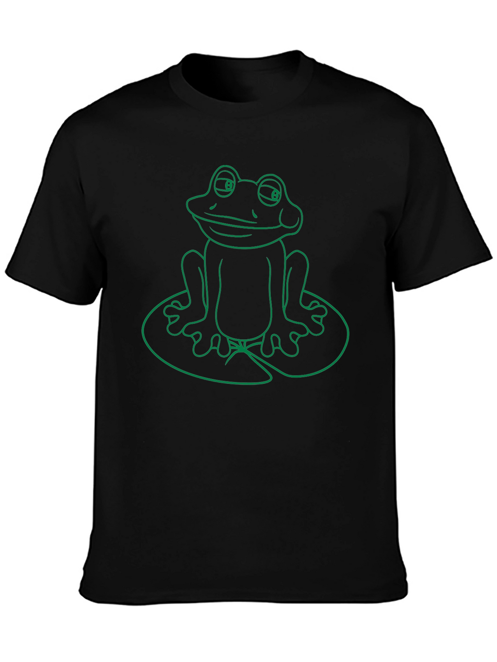 Frog on Lily Pad Graphic T-Shirt - Green Print