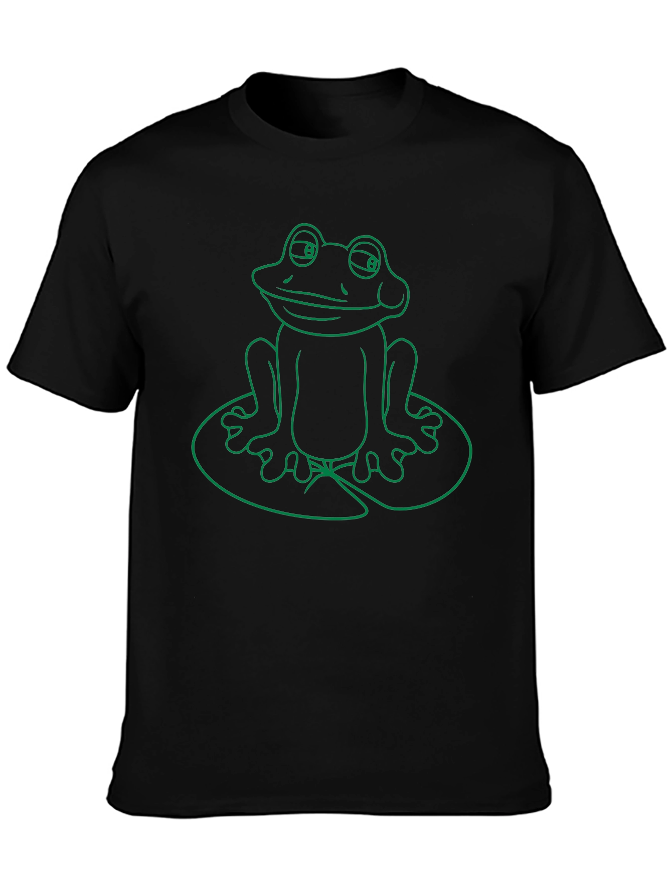 Frog on Lily Pad Graphic T-Shirt - Green Print