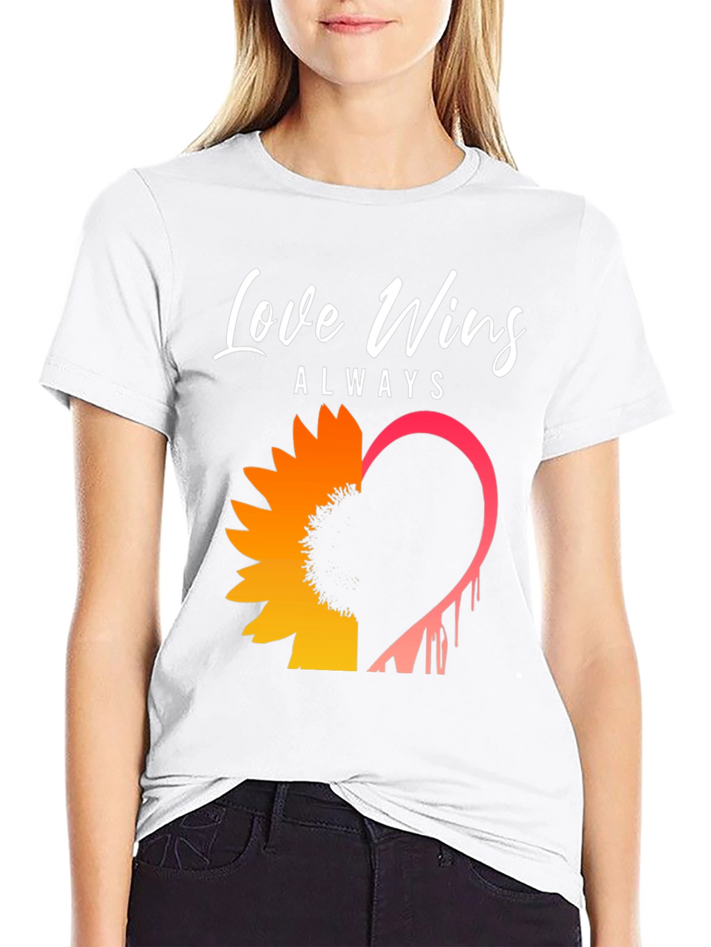 Love Wins Sunflower Graphic Tee - Black