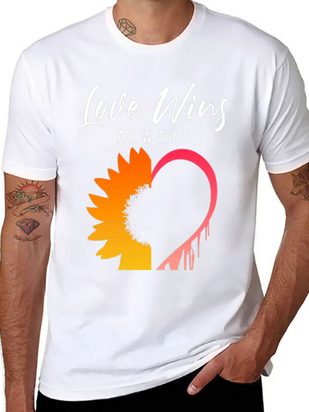 Love Wins Sunflower Graphic Tee - Black
