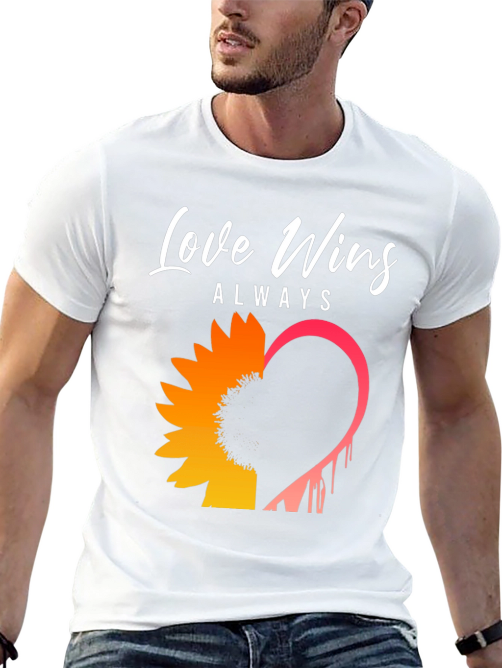 Love Wins Sunflower Graphic Tee - Black