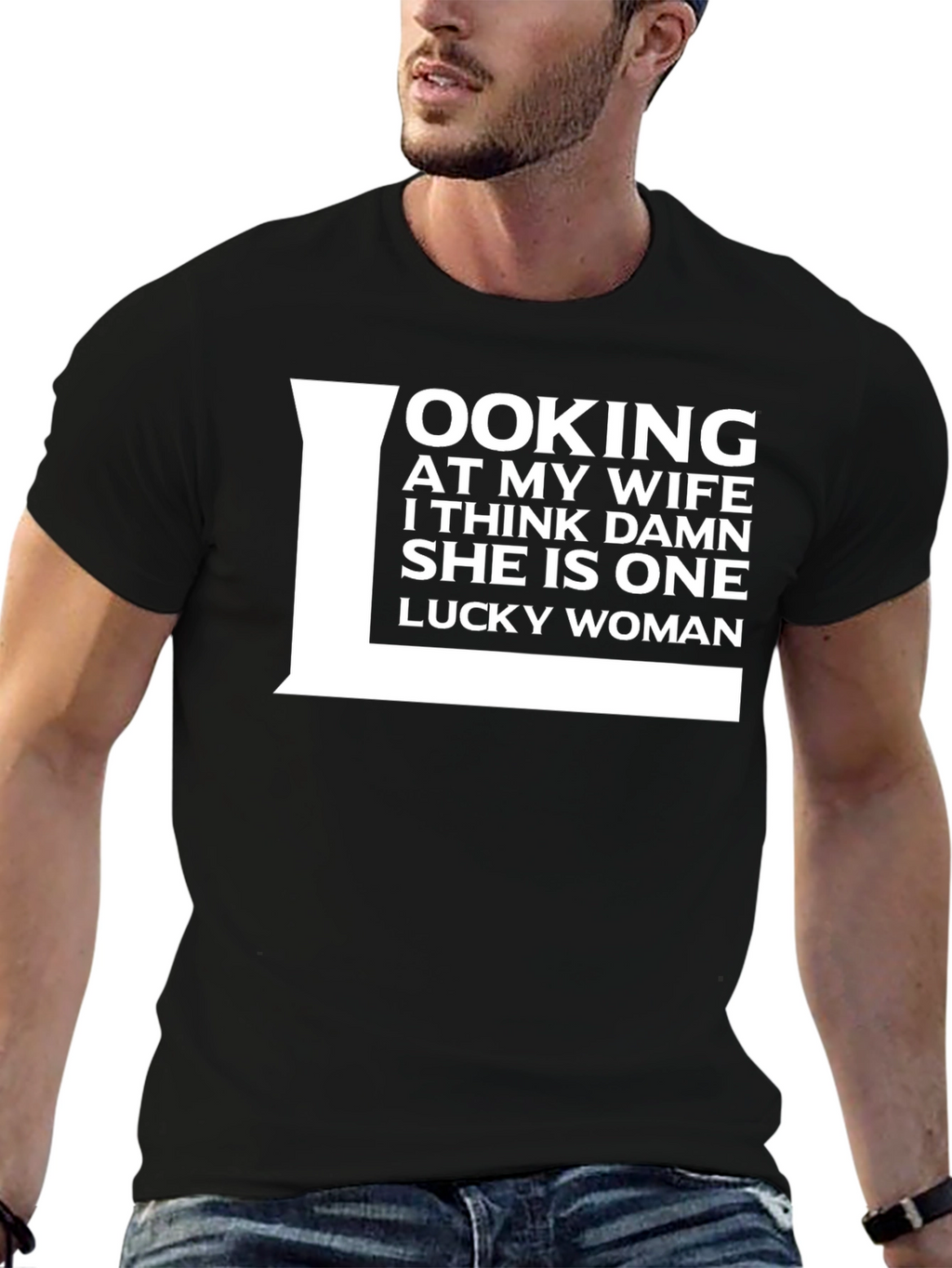Lucky Wife T-Shirt Funny Husband Gift
